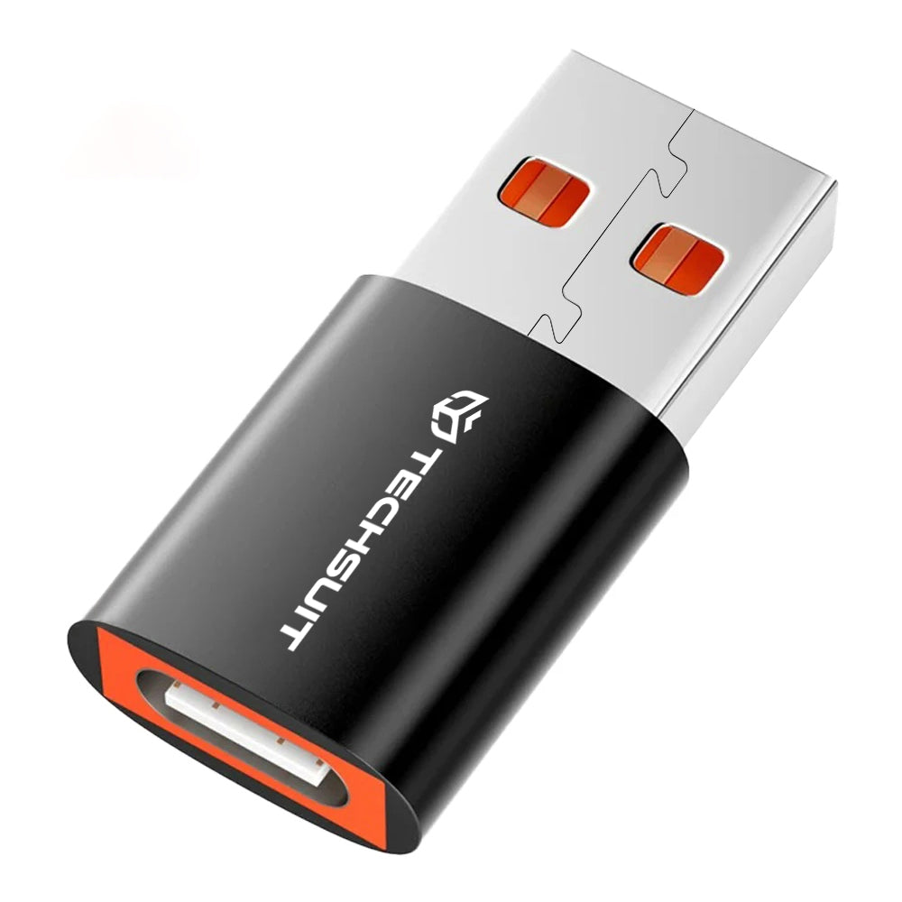 Adaptateur de Données et de Chargement USB-C - USB-A Techsuit A5 HyperPort, Noir Orange