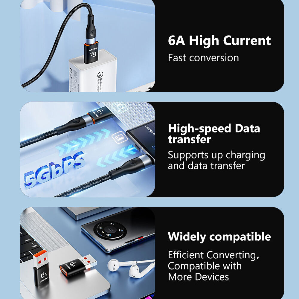 Adaptateur de Données et de Chargement USB-C - USB-A Techsuit A5 HyperPort, Noir Orange
