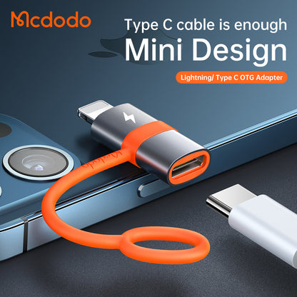 Adaptateur de données et de charge USB-C - Lightning McDodo OT-0510, Gris