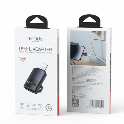 Adaptateur de données et de charge USB-C - Lightning Yesido GS27, Gris