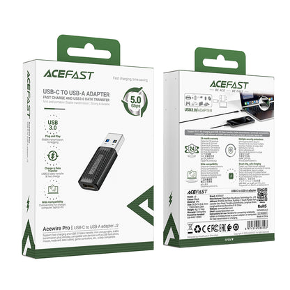 Adaptateur de Données et de Chargement USB-C - USB-A Acefast J2, Noir