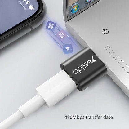 Adaptateur de Données et de Charge USB-C - USB-A Yesido GS09, Noir