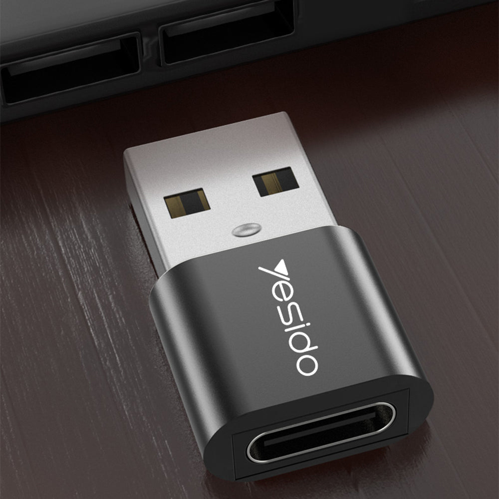 Adaptateur de Données et de Charge USB-C - USB-A Yesido GS09, Noir