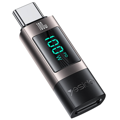 Adaptateur de Données et de Charge USB-C - USB-C Yesido GS24 Display, Gris