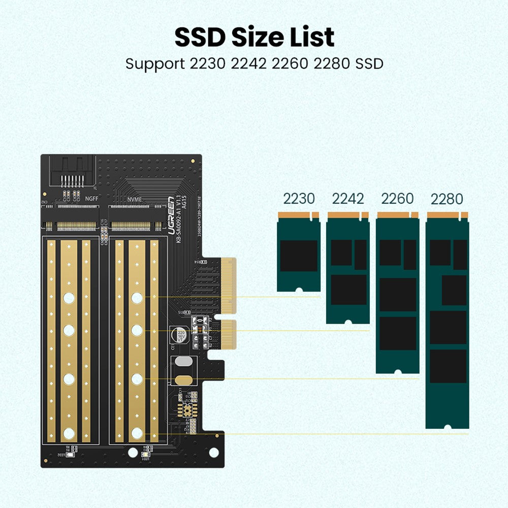Adaptateur Interface SSD UGREEN CM302 (70504), NVMe M.2 / SATA - PCIe 3.0 X4