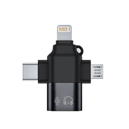 Adaptateur OTG Lightning / microUSB / USB-C - USB-A Techsuit A17 SoundVoltX, Noir
