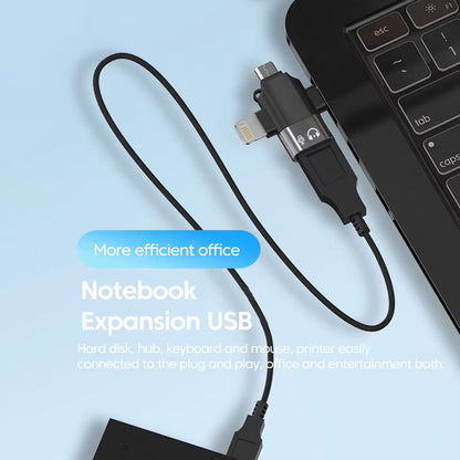 Adaptateur OTG Lightning / microUSB / USB-C - USB-A Techsuit A17 SoundVoltX, Noir