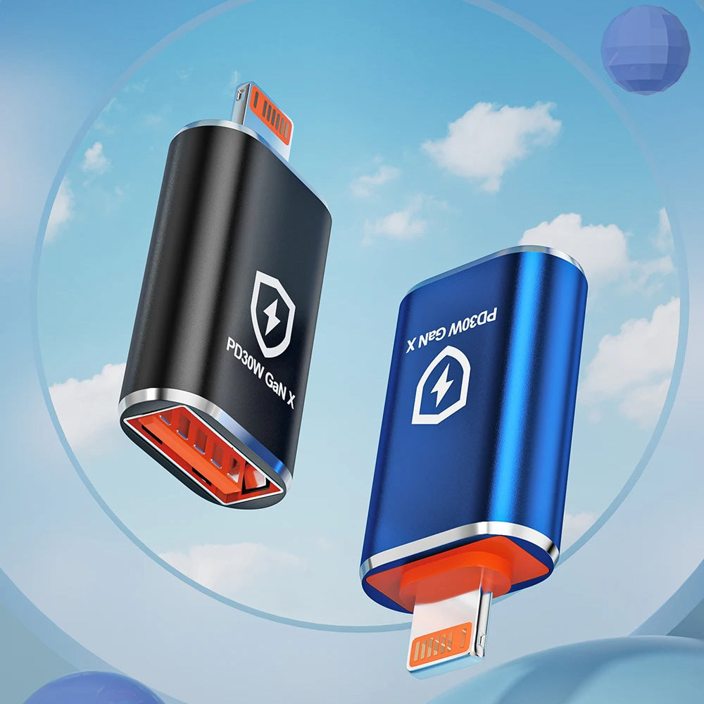 Adaptateur OTG Lightning - USB-A Techsuit A6 HyperPort, Noir Orange