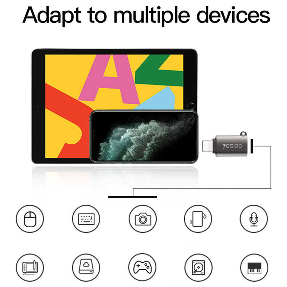 Adaptateur OTG Lightning - USB-A Yesido GS14, Noir