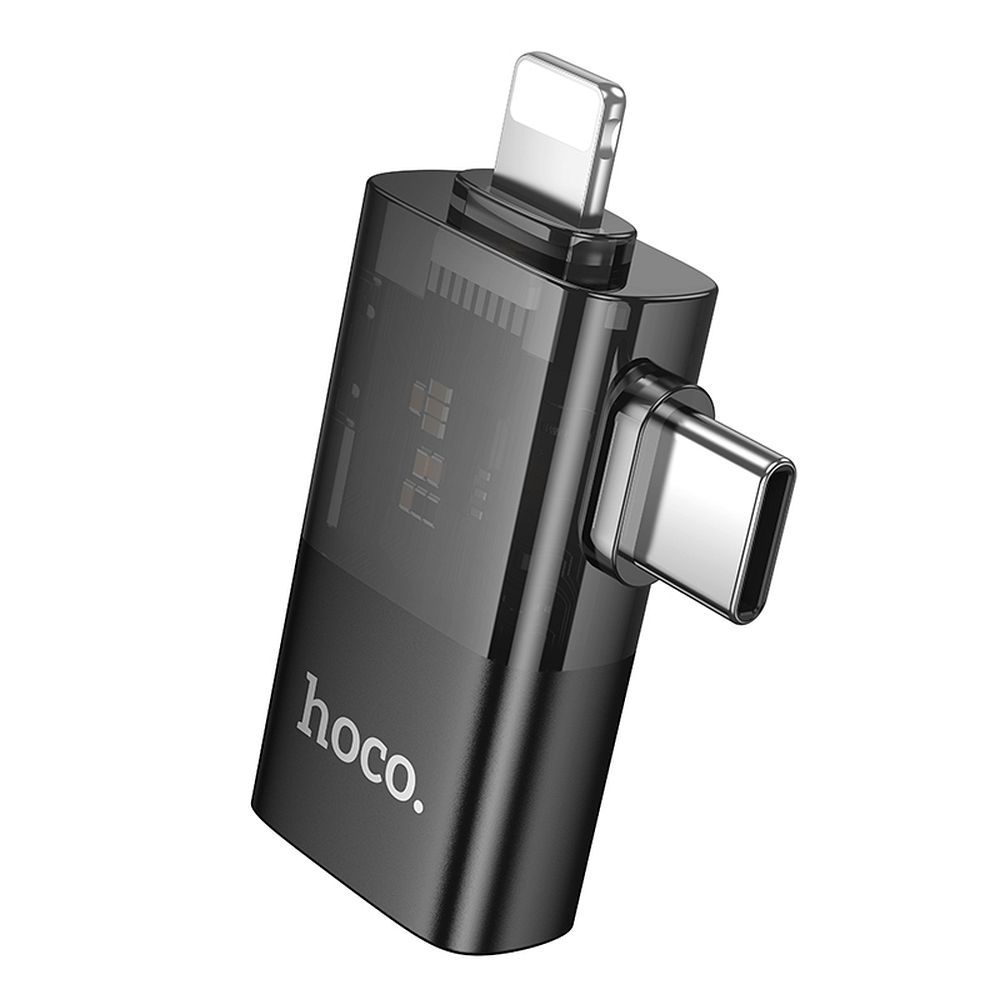 Adaptateur OTG Lightning / USB-C - USB-A HOCO UA36E, Noir