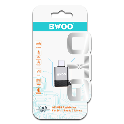 OTG USB-A - USB-C Adapter BWOO BZ-35, Gray