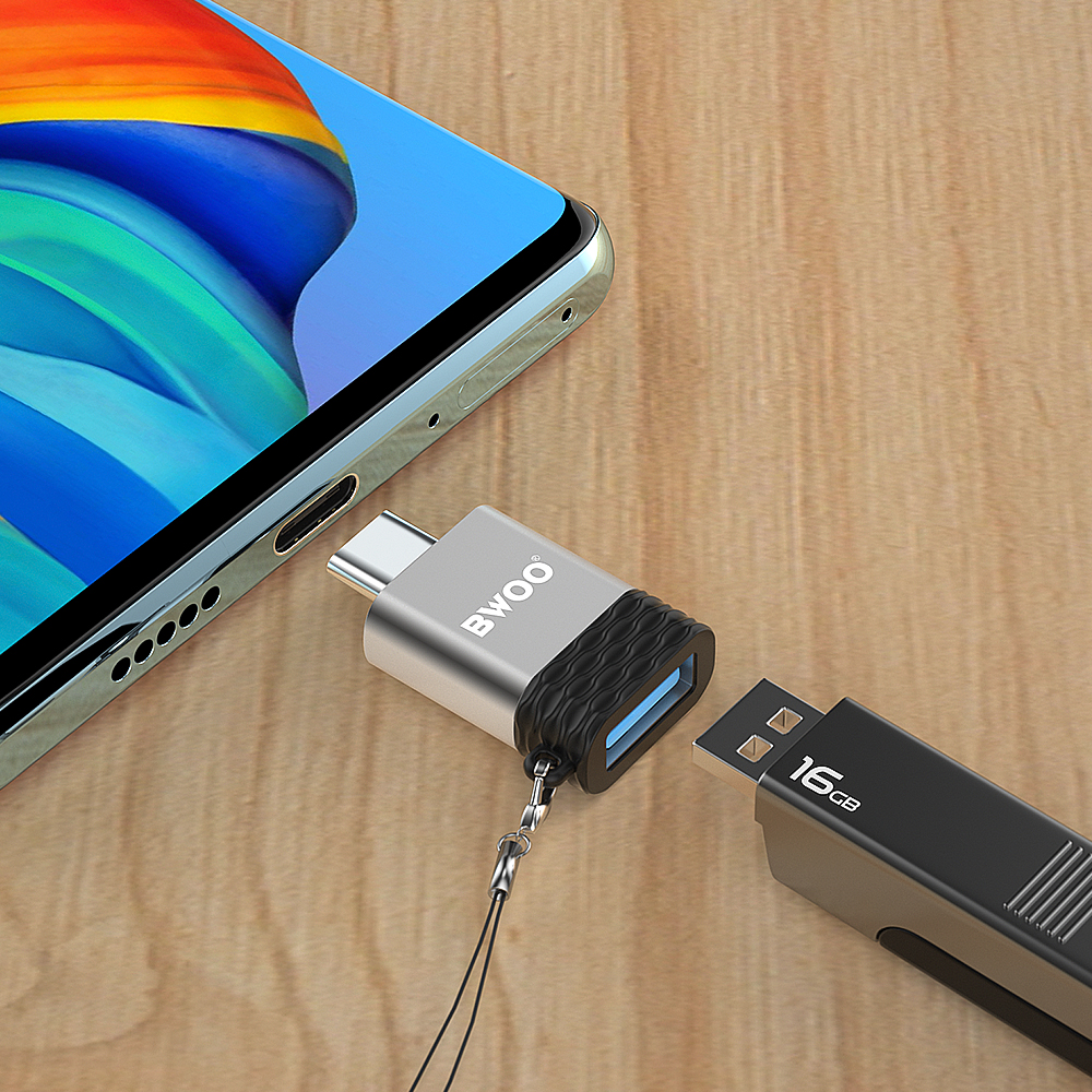 OTG USB-A - USB-C Adapter BWOO BZ-35, Gray