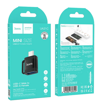 Adaptateur OTG USB-C - USB-A HOCO UA31C, Noir