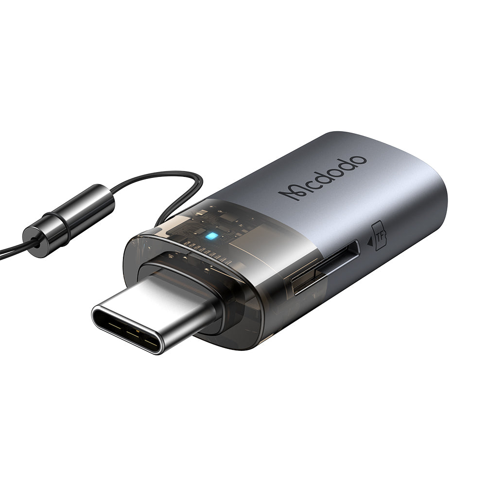 Lecteur de carte USB-C McDodo OT-7600, USB-A (OTG) - microSD, Noir