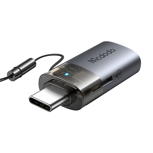 Lecteur de carte USB-C McDodo OT-7600, USB-A (OTG) - microSD, Noir