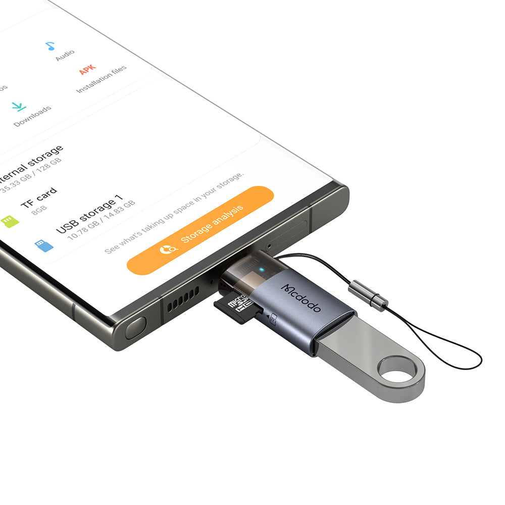 Lecteur de carte USB-C McDodo OT-7600, USB-A (OTG) - microSD, Noir