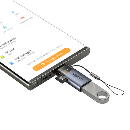 Lecteur de carte USB-C McDodo OT-7600, USB-A (OTG) - microSD, Noir