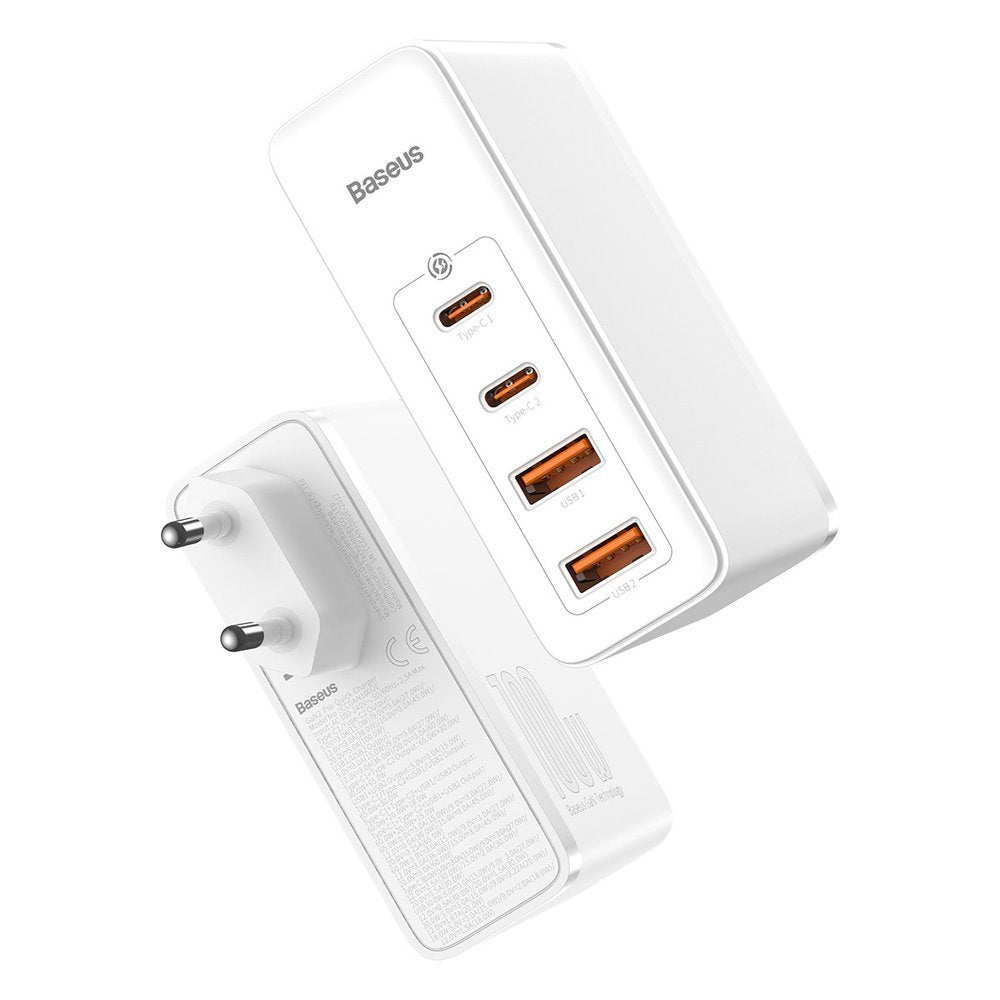 Chargeur réseau Baseus GaN2 Pro, 100W, 3A, 2 x USB-A - 2 x USB-C, blanc CCGAN2P-L02