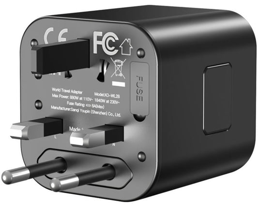 Adaptateur Réseau XO Design WL28 Travel US / UK / AU / CN / EU, Noir