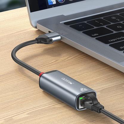 Adaptateur Réseau Yesido HB26, RJ45, USB / USB-C, Gris