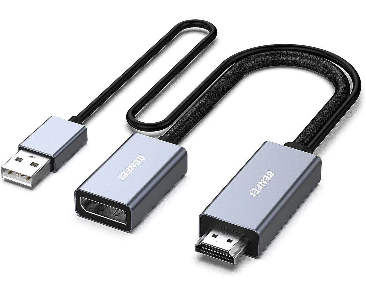 Adaptateur Vidéo Benfei, HDMI - DisplayPort / USB, 4K, Gris