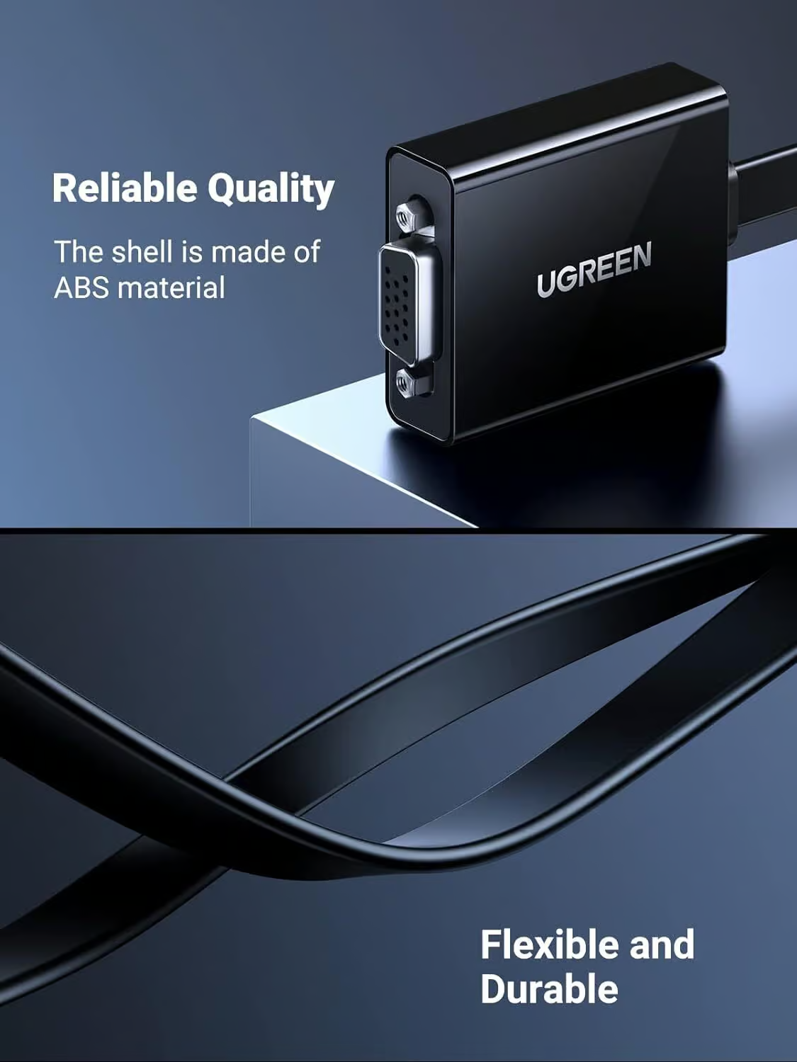Adaptateur Vidéo UGREEN CM611 (90813), HDMI - VGA, 1080P, Noir