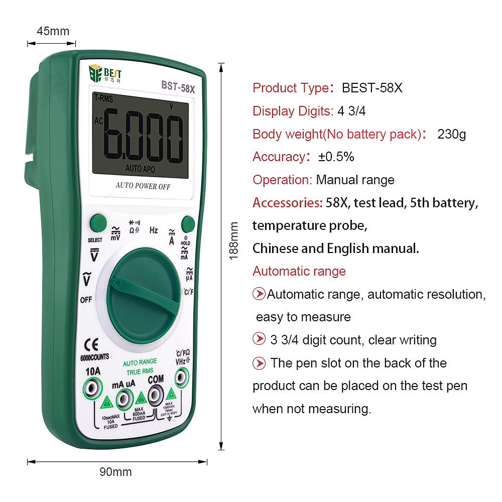 Meilleur multimètre numérique BST-58X