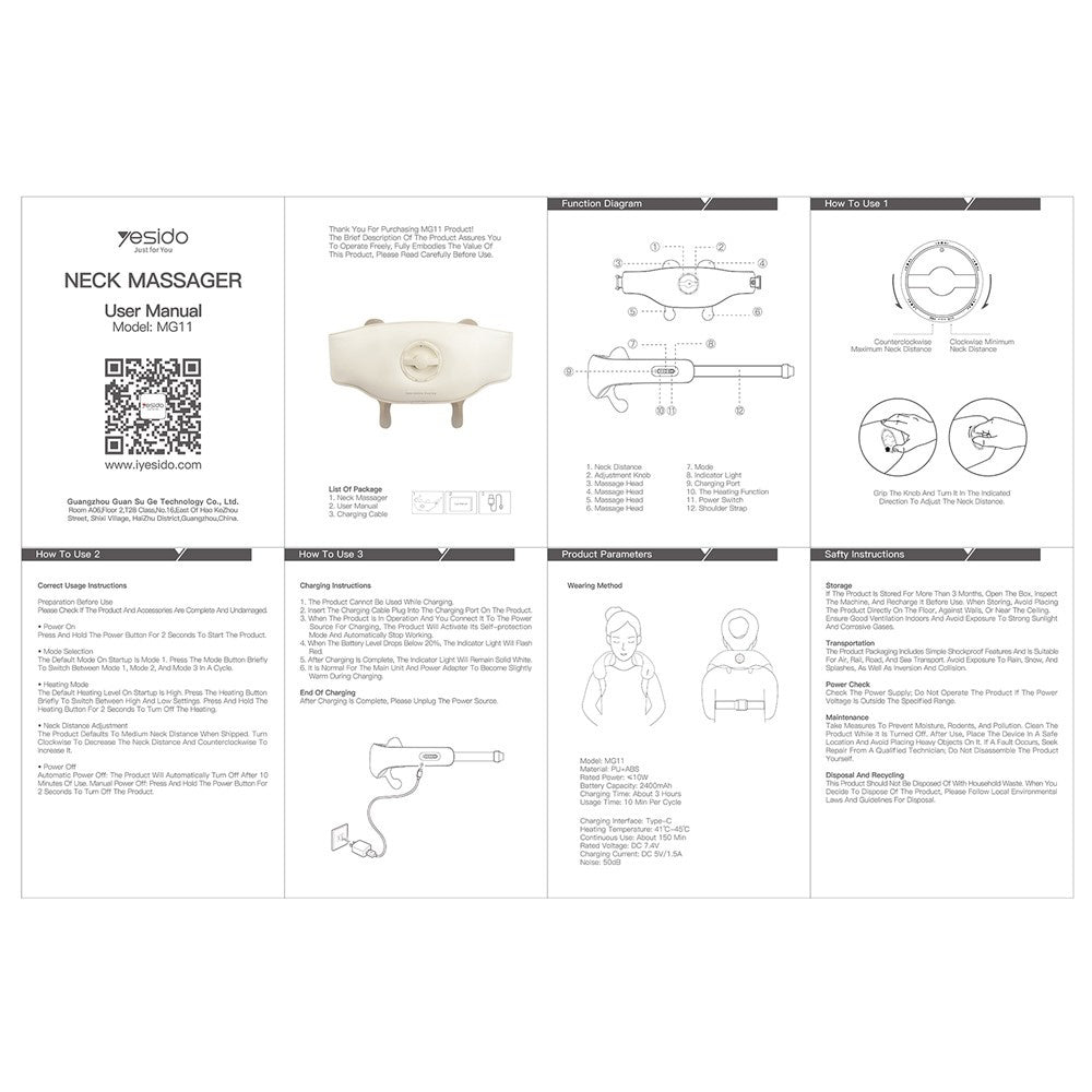 Appareil de massage pour le cou Yesido MG11, Beige