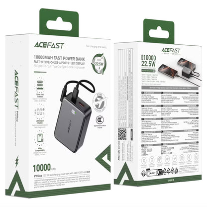 Batterie Externe Acefast M28, 10000mAh, 22.5W, QC + PD, 1 x USB-A - 2 x USB-C, Noire