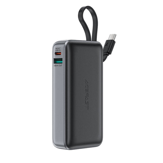 Batterie Externe Acefast M7, 10000mAh, 30W, QC + PD, 1 x USB-A - 2 x USB-C, Noire.