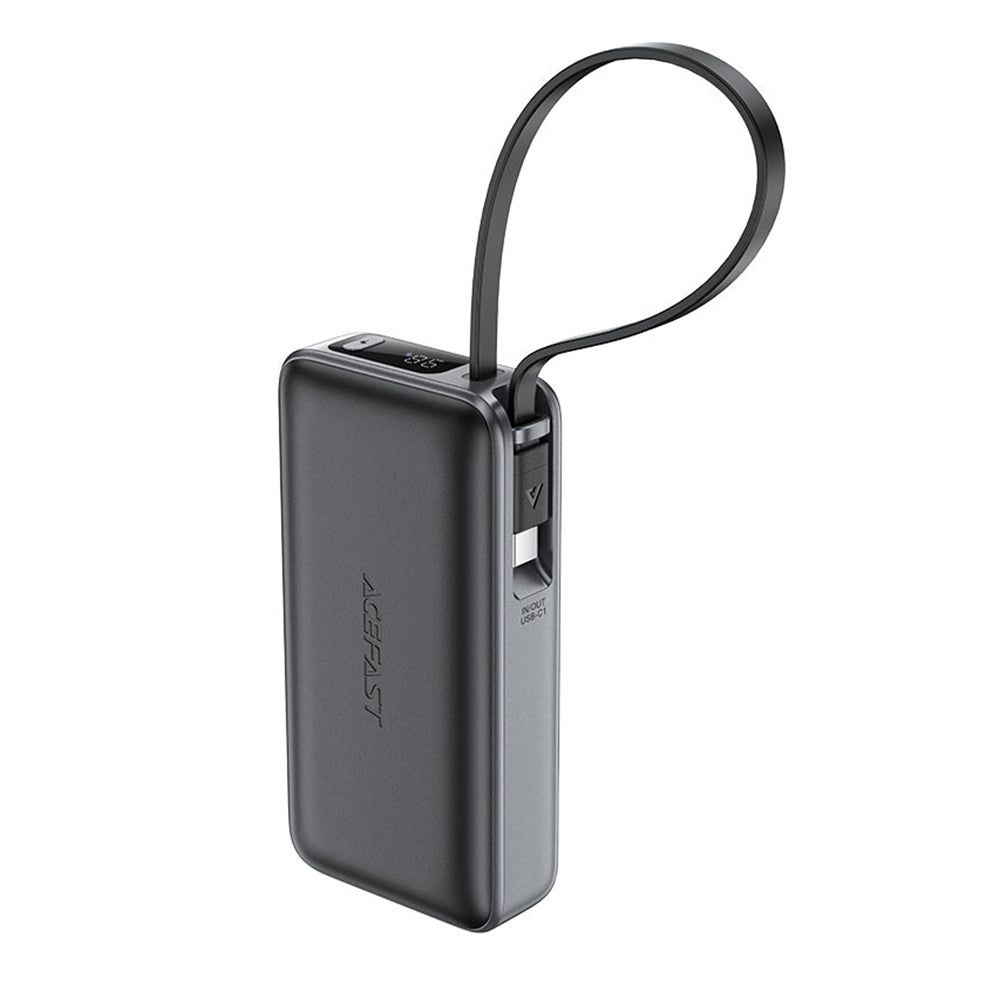 Batterie Externe Acefast M7, 10000mAh, 30W, QC + PD, 1 x USB-A - 2 x USB-C, Noire.
