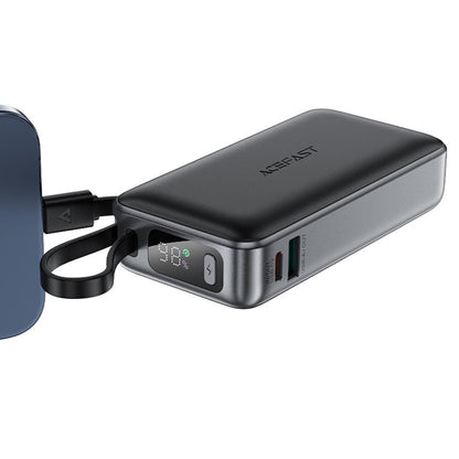 Batterie Externe Acefast M7, 10000mAh, 30W, QC + PD, 1 x USB-A - 2 x USB-C, Noire.