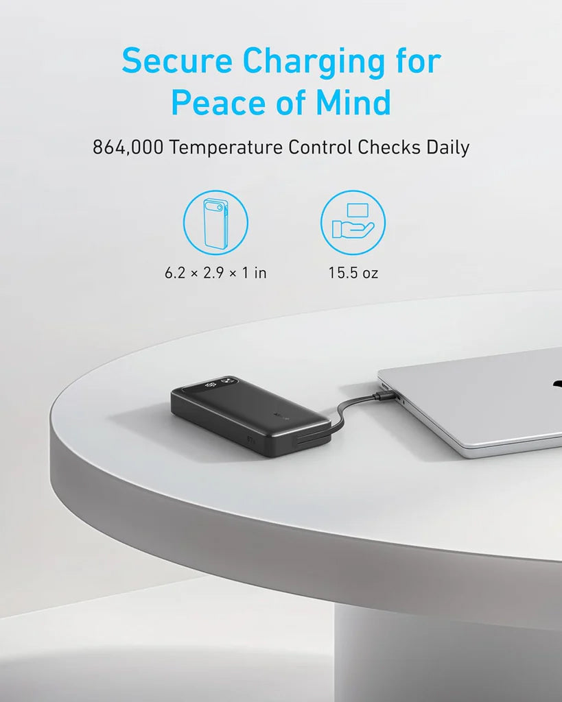 Anker PowerCore External Battery, 20000mAh, 87W, QC + PD, 1 x USB-A - 2 x USB-C, Black, Resealed A1383H11
