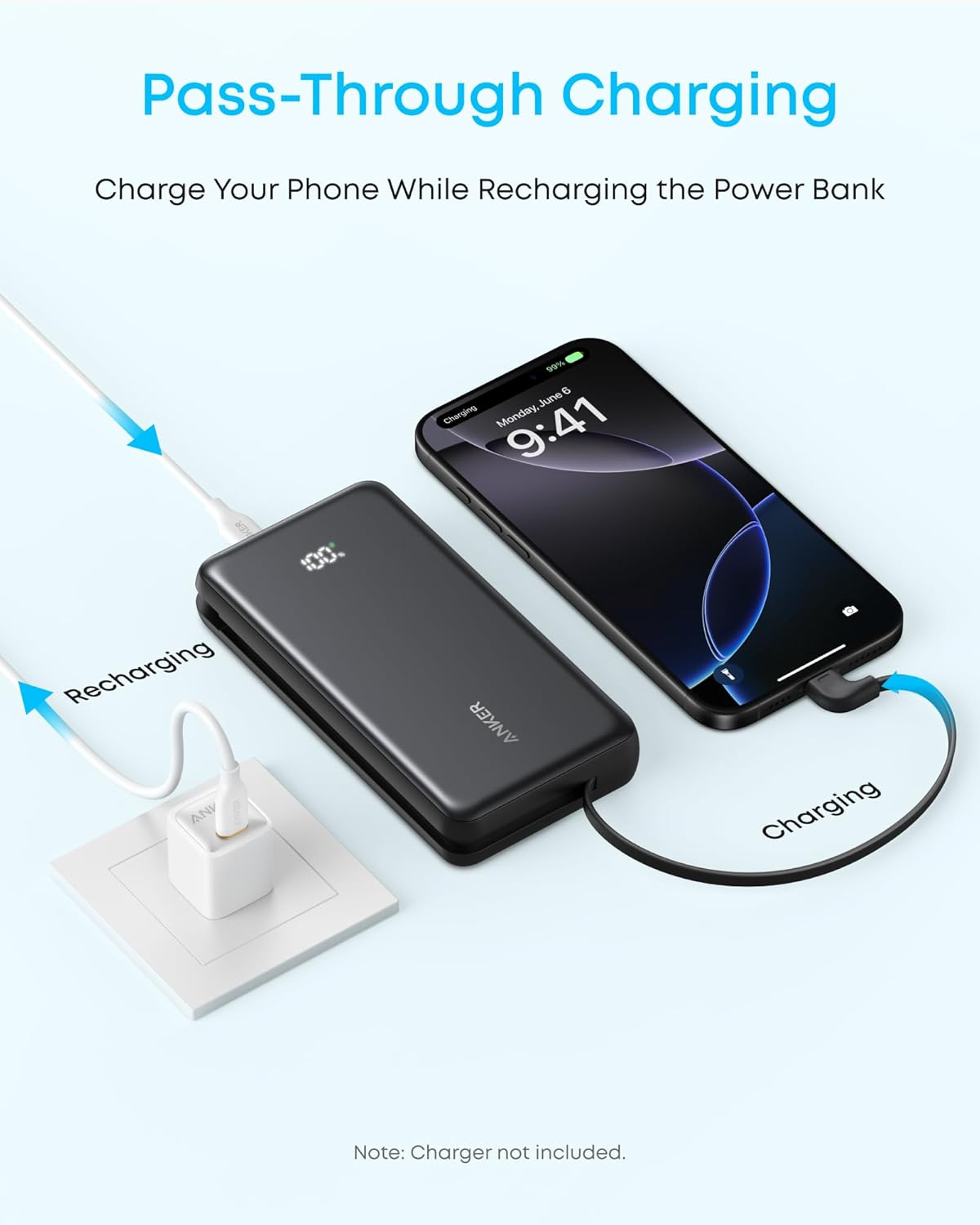 Batterie Externe Anker Zolo, 10000mAh, 22.5W, QC + PD, 1 x USB-A - 2 x USB-C, Noire A110DH11