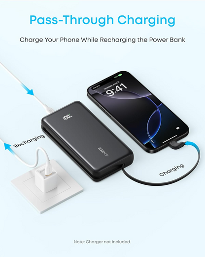 Batterie Externe Anker Zolo, 10000mAh, 22.5W, QC + PD, 1 x USB-A - 2 x USB-C, Noire A110DH11
