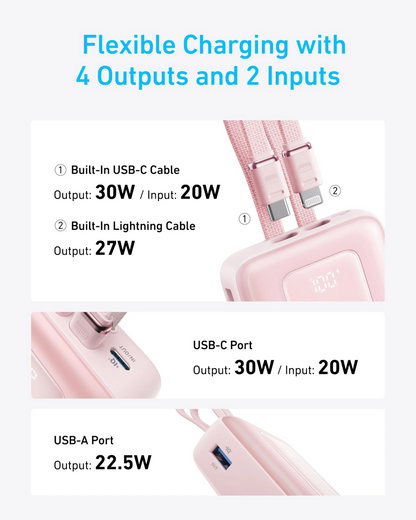 Batterie externe Anker Zolo, 20 000 mAh, 30 W, QC + PD, 1 x Lightning - 1 x USB-A - 2 x USB-C, noire A1681012