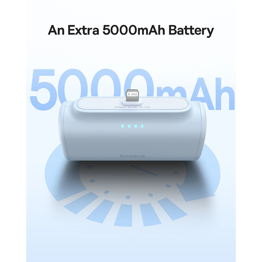 Batterie Externe Baseus Compact, 5000mAh, 20W, PD, 1 x Lightning - 1 x USB-C, Bleue P10068307313-00