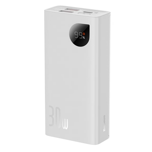 Batterie Externe Baseus Adaman2, 10000mAh, 30W, QC + PD, 1 x USB-C - 2 x USB-A, Blanche PPAD080002
