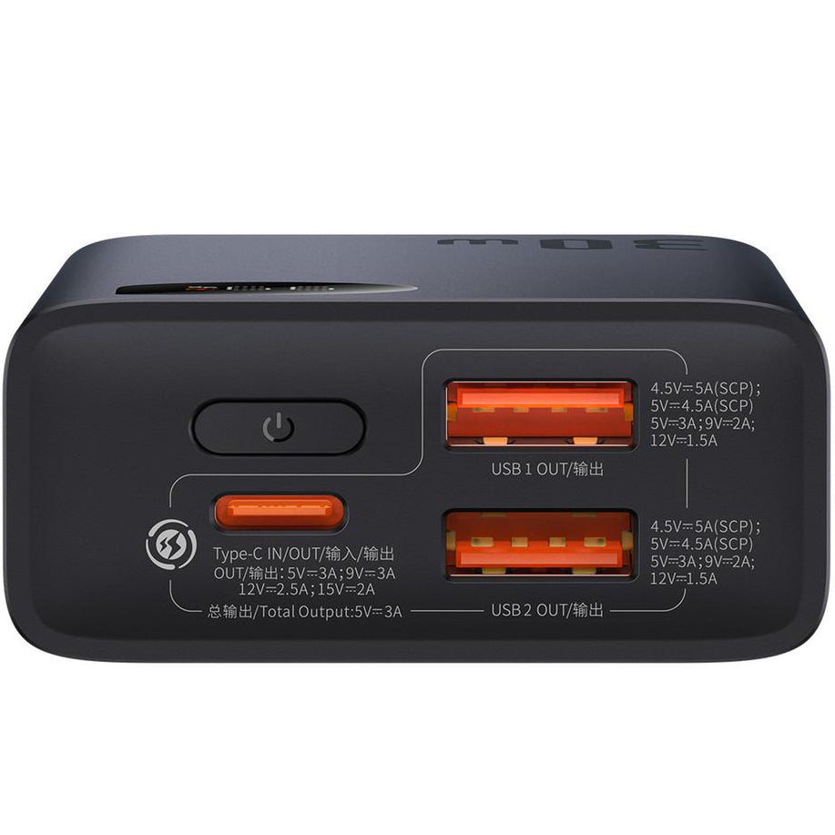 Batterie Externe Baseus Adaman2, 10000mAh, 30W, QC + PD, 1 x USB-C - 2 x USB-A, Noire PPAD040101