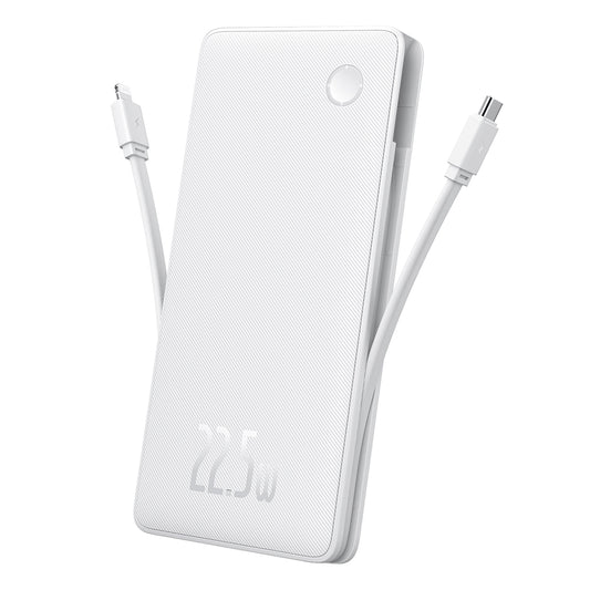 Batterie Externe Baseus Airpow Lite, 10000mAh, 22.5W, QC + PD, 1 x Lightning - 1 x USB-A - 2 x USB-C, Blanche P10067501213-00