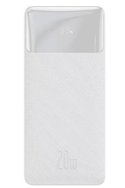 Batterie Externe Baseus Bipow, 10000mAh, 20W, QC + PD, 1 x USB-C - 2 x USB-A, Blanche PPBD050502
