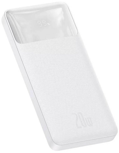 Batterie Externe Baseus Bipow, 10000mAh, 20W, QC + PD, 1 x USB-C - 2 x USB-A, Blanche PPBD050502