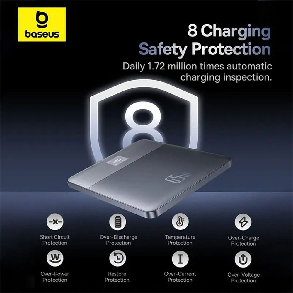 Batterie Externe Baseus Blade 2, 12000mAh, 65W, PD, 2 x USB-C, Orange P10063801733-00