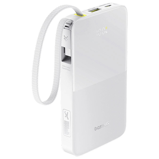 Batterie Externe Baseus EnerFill Bipow2 Pro, 10000mAh, 22.5W, QC + PD, 1 x USB-A - 2 x USB-C, Blanche E0027601