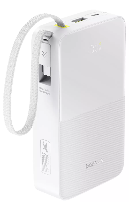 Batterie Externe Baseus EnerFill Bipow2 Pro, 20000mAh, 22.5W, QC + PD, 1 x USB-A - 2 x USB-C, Blanche E0027700
