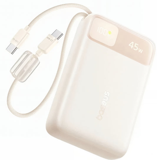 Batterie Externe Baseus EnerFill FC11, 20000mAh, 45W, QC + PD, 1 x USB-A - 3 x USB-C, Beige E0031101