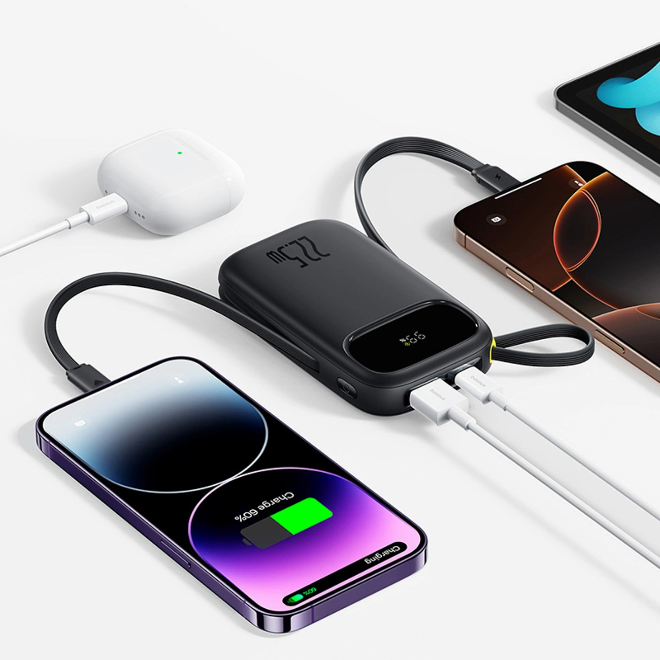 Batterie Externe Baseus EnerFill FC31, 10000mAh, 22.5W, QC + PD, 1 x Lightning - 1 x USB-A - 2 x USB-C, Noire