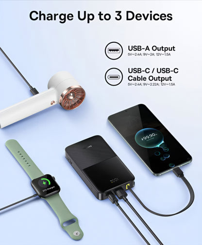 Batterie Externe Baseus EnerFill Bipow2 Pro, 10000mAh, 22.5W, QC + PD, 1 x USB-A - 2 x USB-C, Noire E0027600
