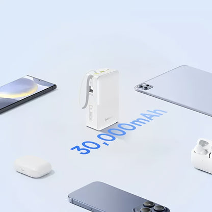 Batterie Externe Baseus EnerFill Bipow2 Pro, 30000mAh, 22.5W, QC + PD, 1 x USB-A - 2 x USB-C, Blanche E0028101