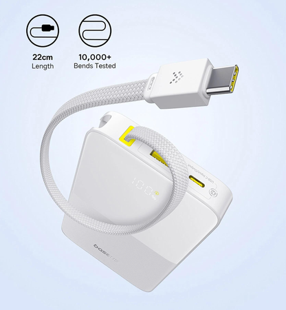 Batterie Externe Baseus EnerFill Bipow2 Pro, 10000mAh, 22.5W, QC + PD, 1 x USB-A - 2 x USB-C, Blanche E0027601